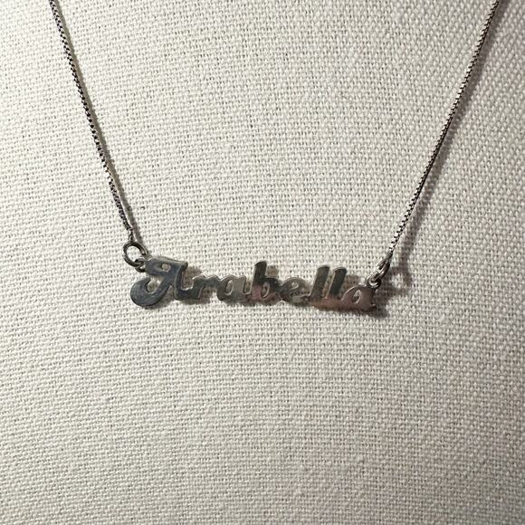 Sterling Silver Name Plate ARABELLA Chain Necklace Marked 925 - Picture 2 of 10